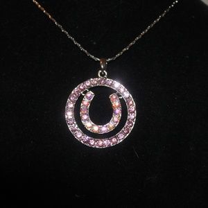 NWT Pink Circle W/ Horse Shoe Necklace, Western